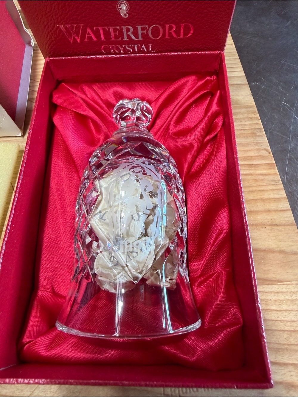 Waterford Clear Cut Crystal Bell with Floral Etching vintage 1993